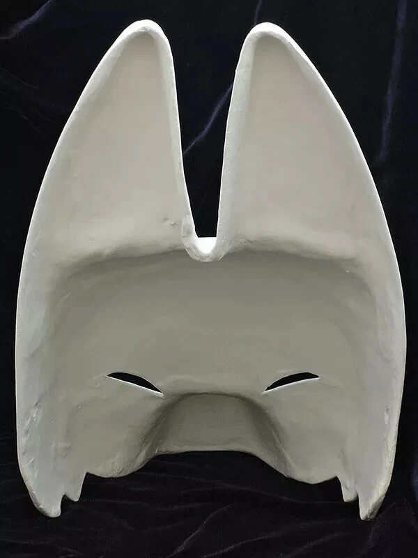 Komendo Fox Half Face Mask White Hand Painted Draw Paper Cosplay Kitsune NEW - Image 2 of 4