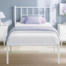 Twin Metal Platform Bed Frame with Headboard, Heavy Duty Steel Slat Support, und