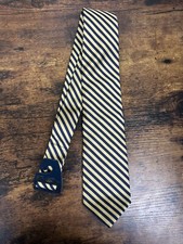 Brooks Brothers Navy  Gold Striped Tie 100 Silk Men's Necktie 58"