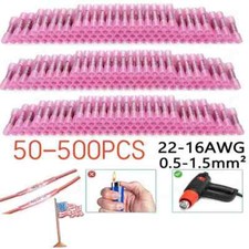 USA 22-16AWG Pink Heat Shrink Wire Butt Connectors Waterproof Splice Terminals