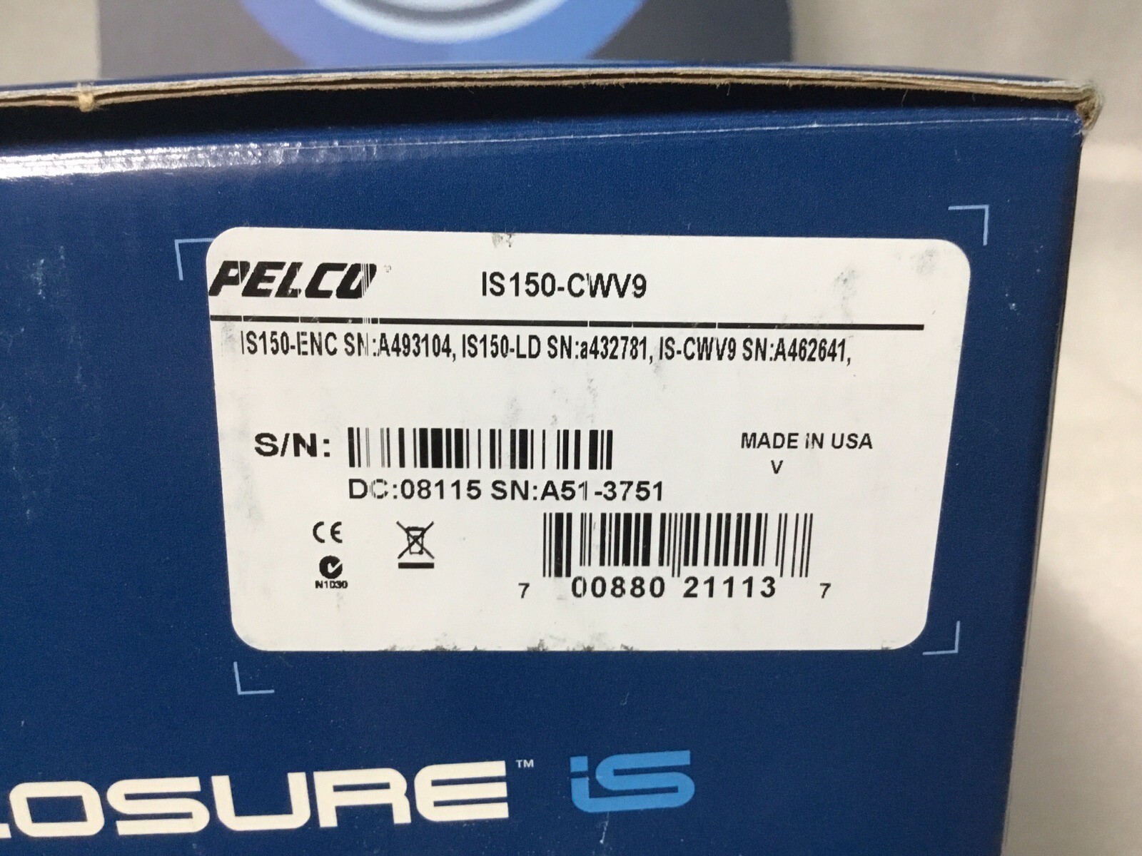Pelco IS150-CWV9 Security Color Camera W/540TVL 3-9.5mm WDR In-Ceiling Mount NEW