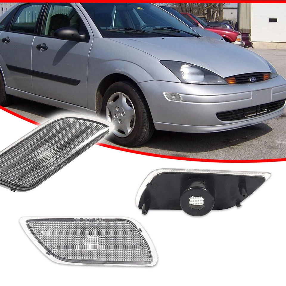Luces de señalización delanteras izquierda y derecha carcasas de lentes transparentes para Ford Focus 2000-04 Foto 2 de 4