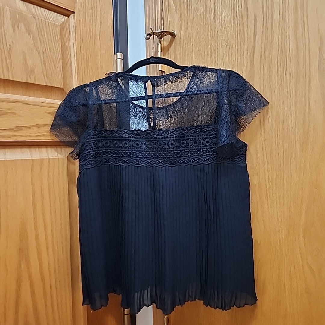 ZARA BASIC COLLECTION Black Pleated Lace Trimmed … - image 5