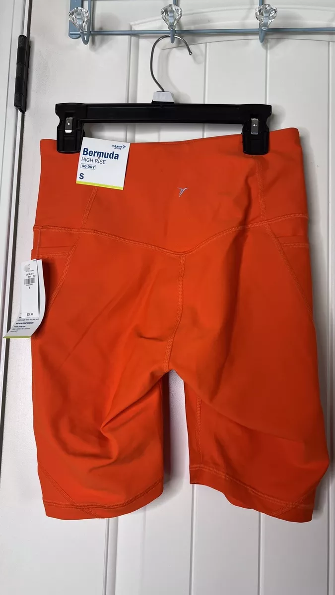 Old Navy Go Dry Bermuda High Rise Active Bike Shorts Bright Orange