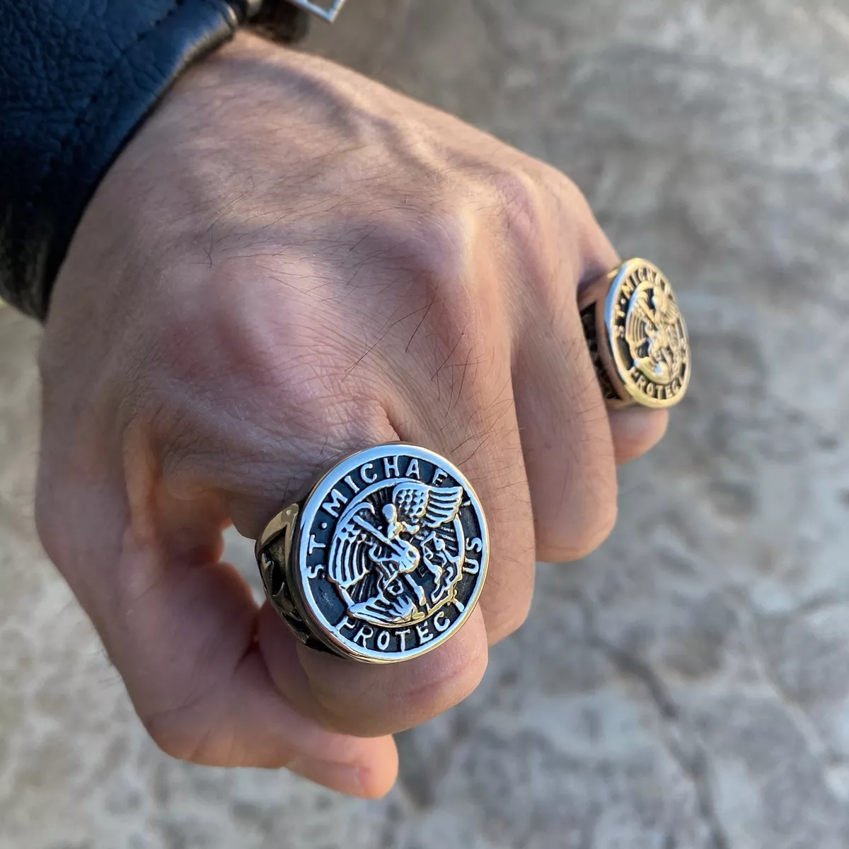 St michael gold ring outlet