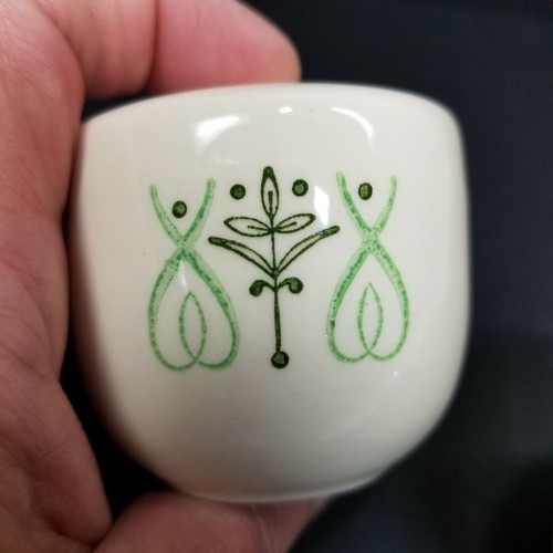 MCM Salt Pepper Shaker Set Taylor Smith Taylor Green Scroll Leaves Dots TST1091 - Picture 5 of 9