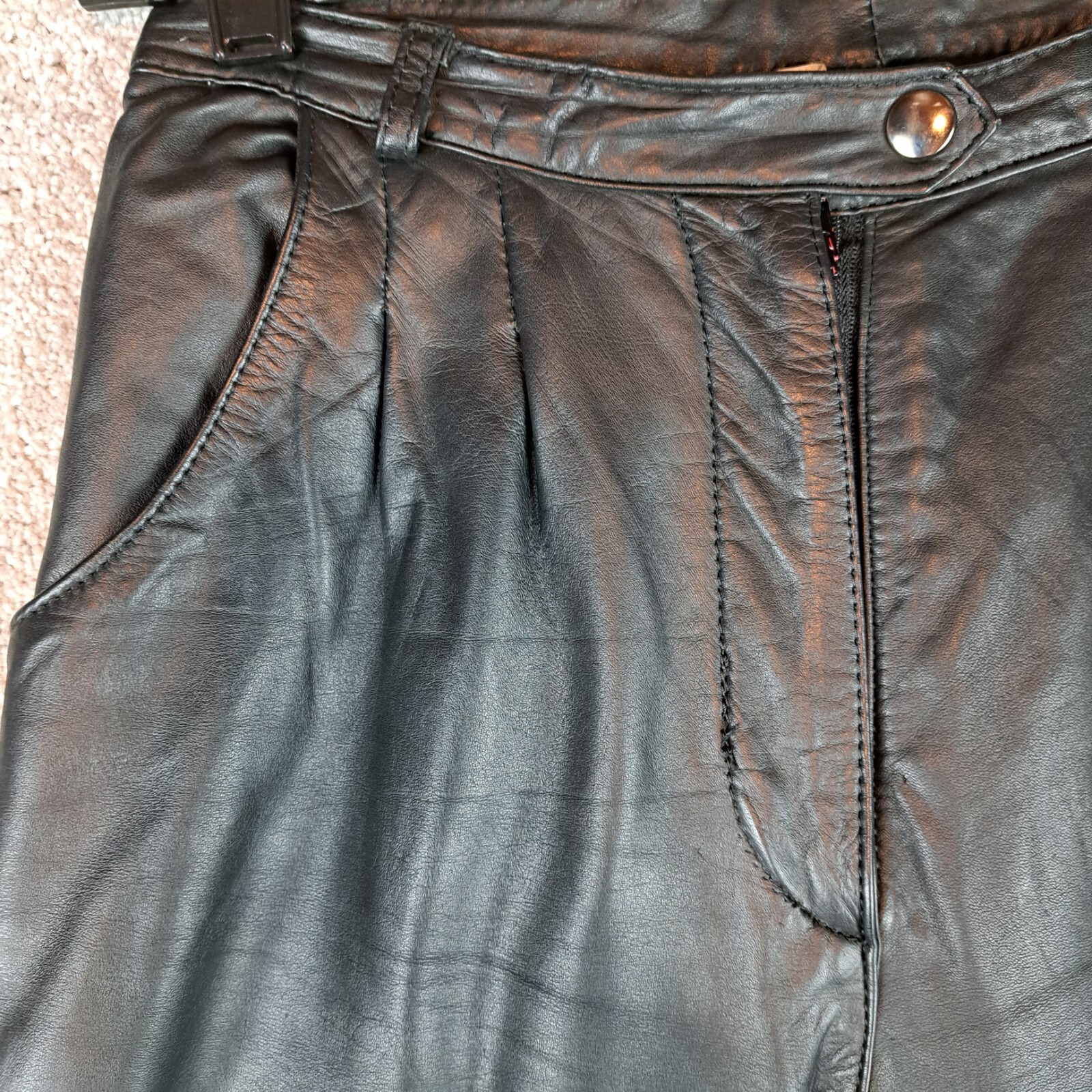 Women Vintage Wenjilli Genuine Leather Pants SIze 6 Biker Sturgis 