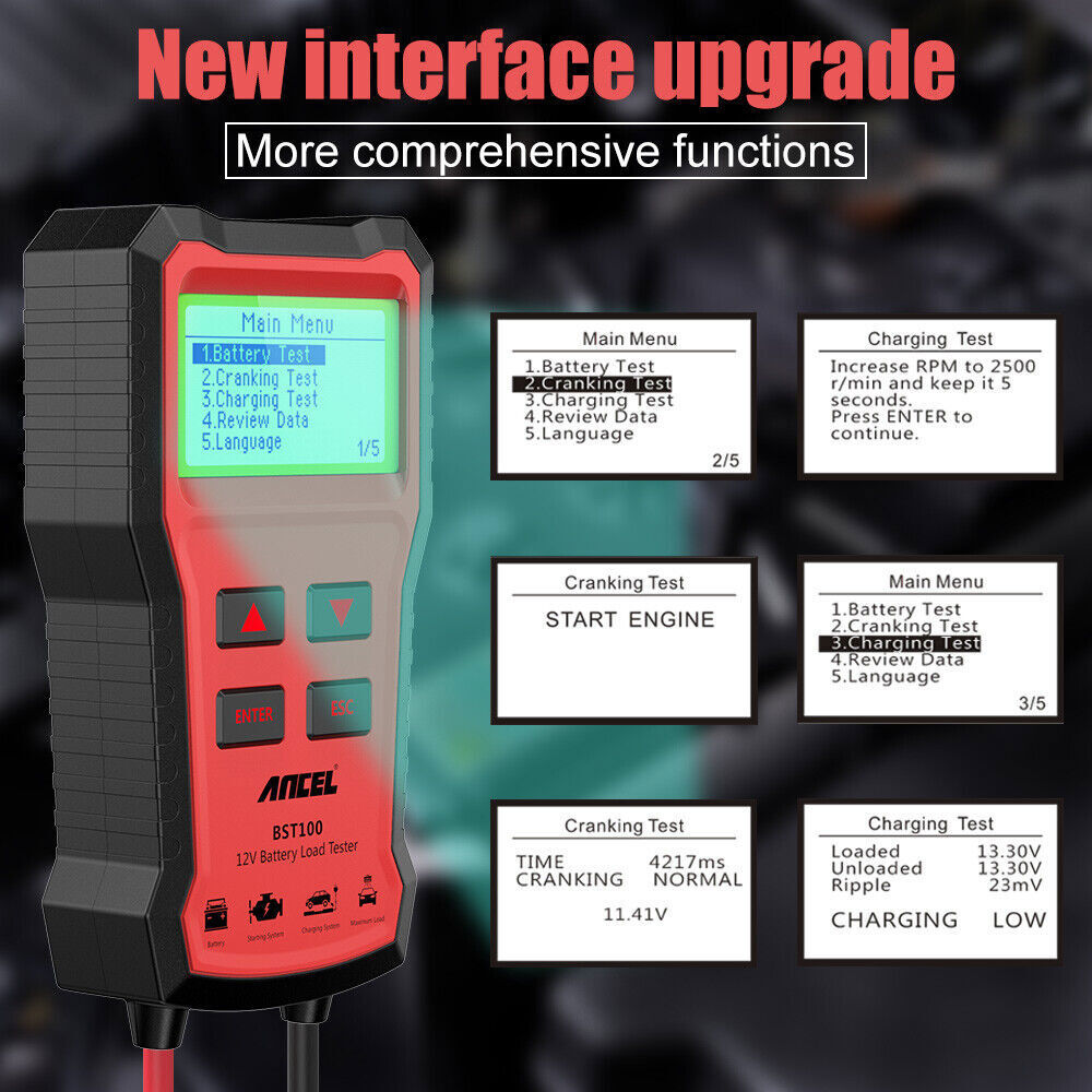ANCEL 12V Van Light Truck Car Battery Tester Charging Analyzer Diagnostic Tool thumbnail 7