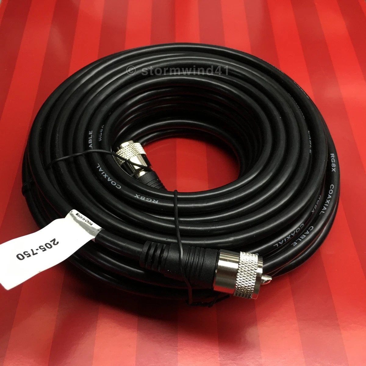 100-Foot RG8X Double Shield Coaxial Cable With PL-259 Connectors - CB Radio, Ham Radio Jumper