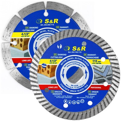 S&R Diamant-Trennscheiben-Set 2-tlg.: 1x Segment Standard + 1x Turbo -