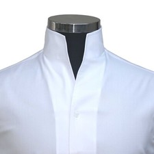 White High Collar 100 Cotton Shirt for Men Tall Open Neck Wedding Grooms Outfit