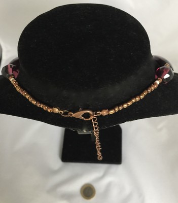 Tour De Cou (collier) En Pâte De Verre Et Métal Bronze - Style Années 1970 - Occasion