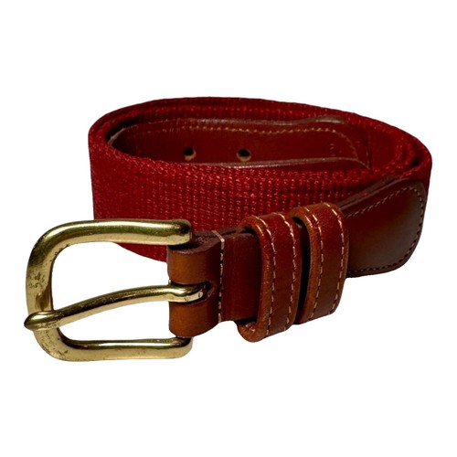 VTG Coach Cherry Red Linen & Tan Leather Belt SZ 32 Brass buckle natural linen il_340x270.2590861482_jvcx.jpg main image 4