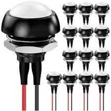14Pcs White Momentary Push Button Switch 12mm AC 110V 250V 1A SPST 2Pin Water...