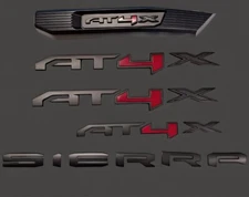 5pcs New 2022-23 Sierra 1500 Black Red Doors Front Grille Rear AT4 X Emblems kit