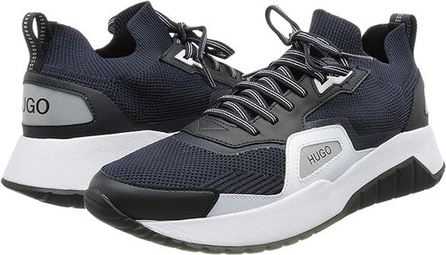Trainers HUGO Mens Dark Blue Casual Sneakers With Logo - Atom Runn Size 11 - Picture 7 of 7