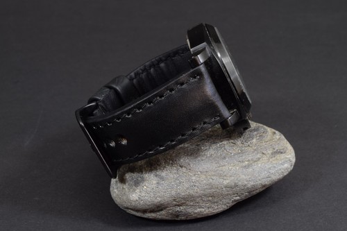 UHRENARMBAND 26 24 22 MM ECHT LEDER PADDED SCHWARZ I FÜR PANERAI ETC MA STRAP - Bild 5 von 12