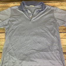 Mens Peter Millar Golf Polo Shirt Blue White Stripes 100 Cotton L