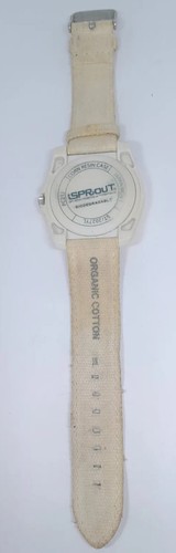 Men Sprout Watch St2027 White Resin Case Organic Band Yellow Bezel Easy Read - Picture 7 of 17