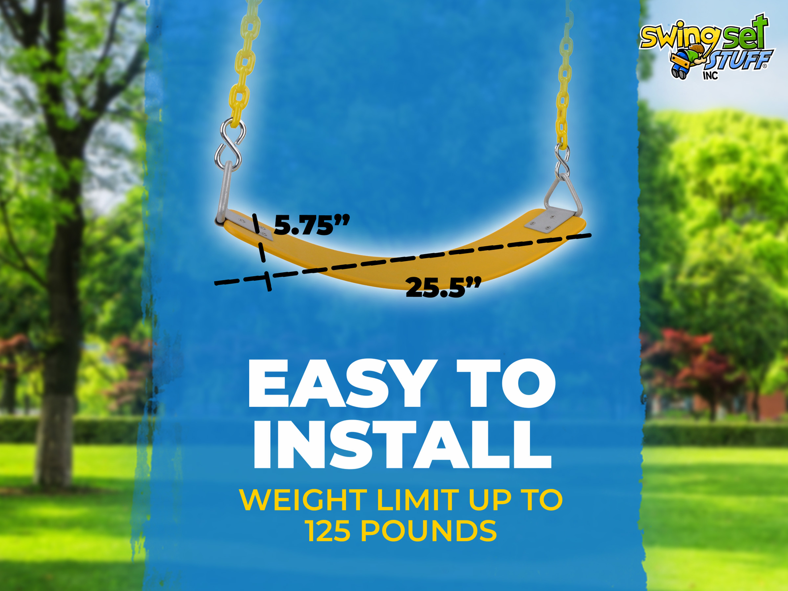 SWING SET STUFF INC COMMERCIAL RUBBER SEAT 5.5 FT COATED CHAIN (YELLOW) fun 0274