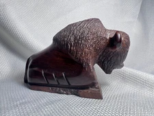 MCM Carved Ironwood Polished Hardwood Bison Buffalo Mexico Southwest Decor