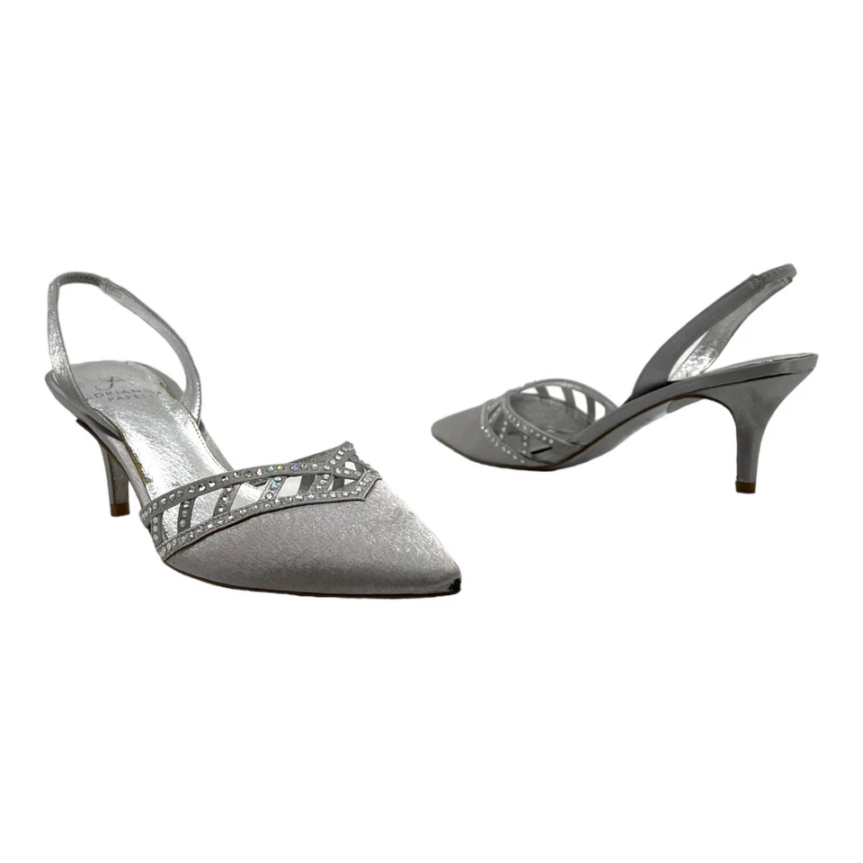 Zapatos de salón ADRIANNA PAPELL para mujer 7 de cuero satinado con cordones Stiletto brillante PLATEADO Foto 2 de 4
