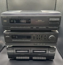 Sharp CMS-R300CD Stereo Music System Dual Cassette Deck Tuner Amplifier