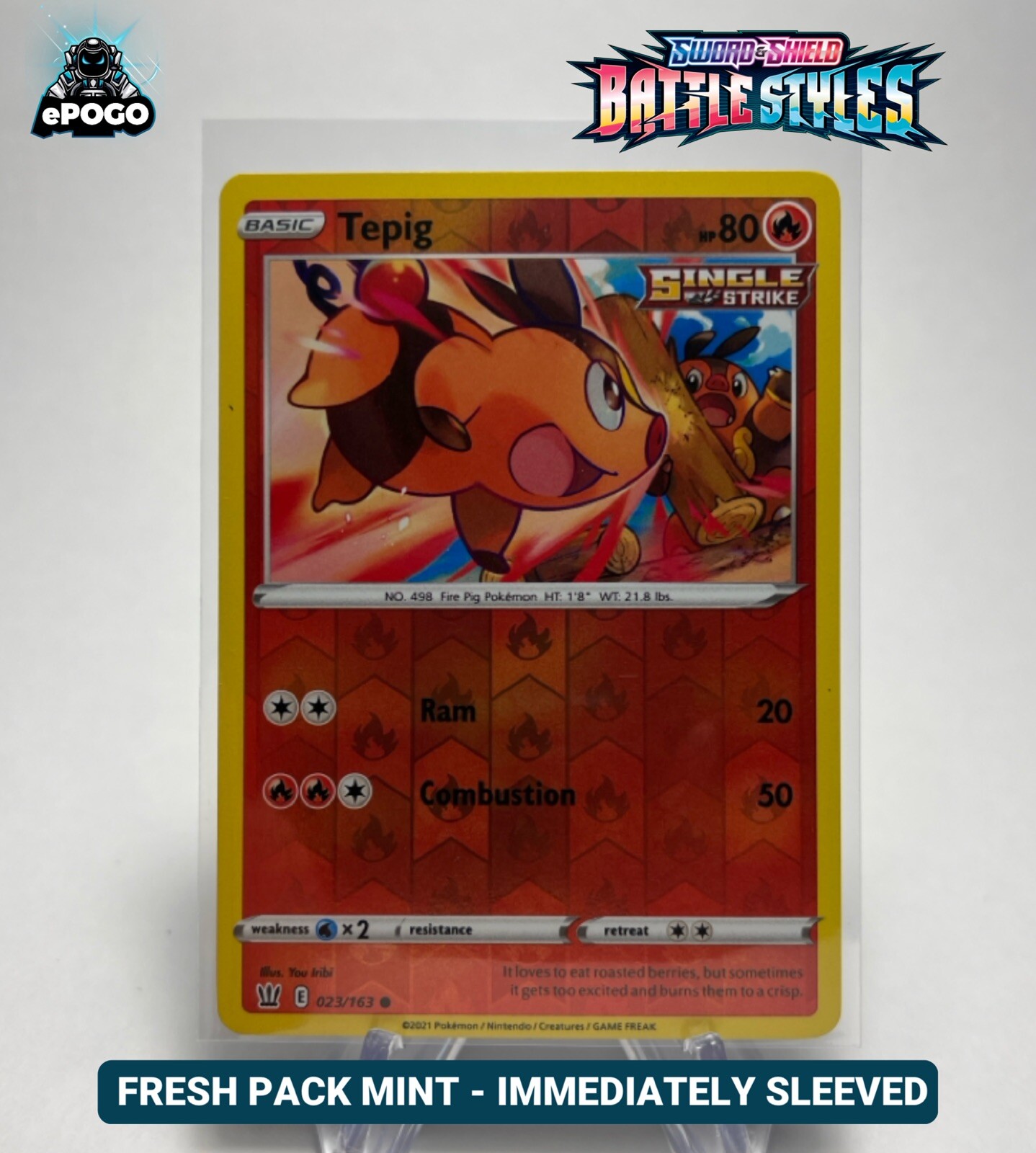 Tepig 023/163 Reverse Holo Pokemon TCG: Battle Styles Pokémon Card MINT