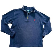 Polo Ralph Lauren navy blue sweatshirt, quarter zip with red pony Boys Size 7