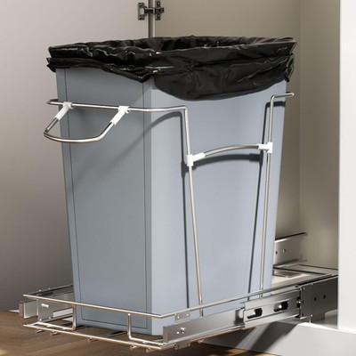 Pull Out Trash Can for Kitchen Cabinets, 35 Qt Under Sink Garbage Bin with Full