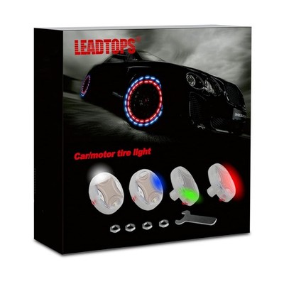 Solar Powered Car Wheel Lights 4 Pack Motion Sensor Color Changing Gas Cap
