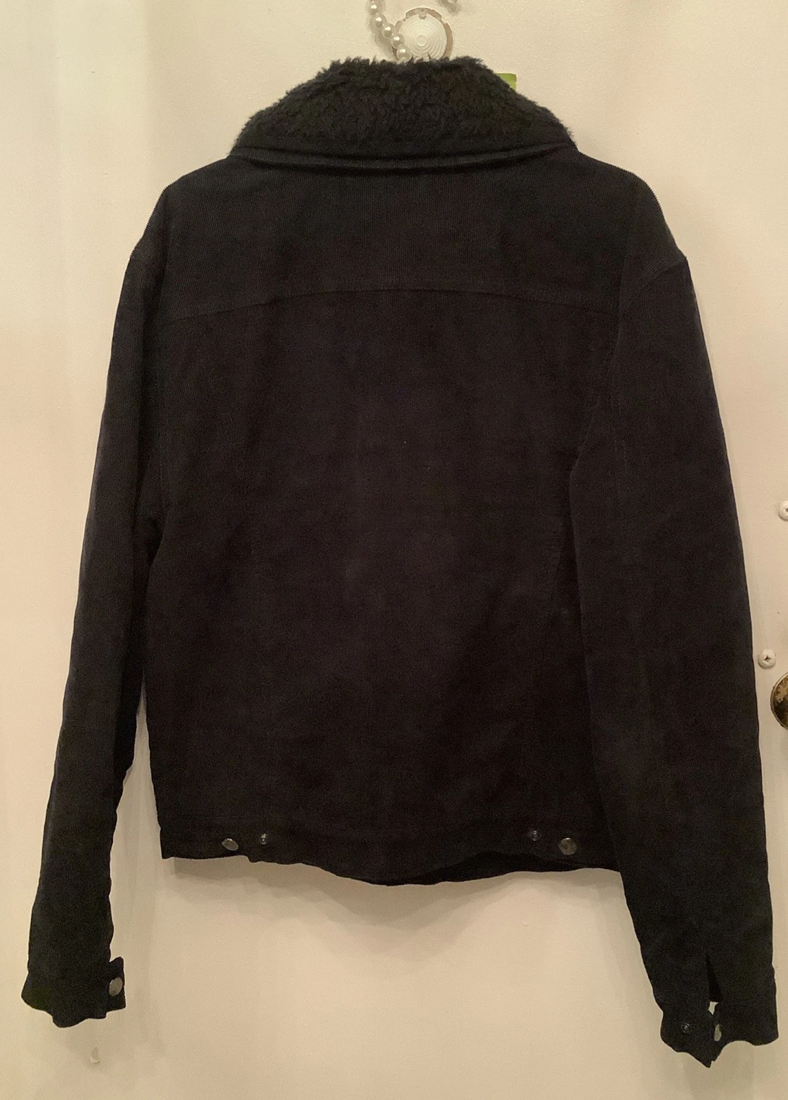 Acne Studios Black Corduroy Trucker Jacket Removable Fur Collar Snap Button Sz52 - product detail image 6