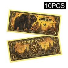 Juego de 10 PIEZAS Billetes de Lámina Dorada Zombucks Elefante Apocalípticos Coleccionables