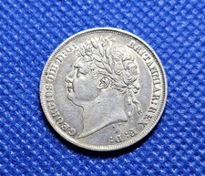 1824 Shilling George IV British Silver Coin