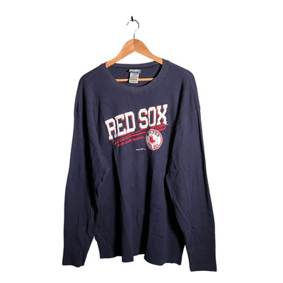 Reebok Boston Red Sox T-Shirt Herren XL Blau Waffel Langarm MLB Baseball
