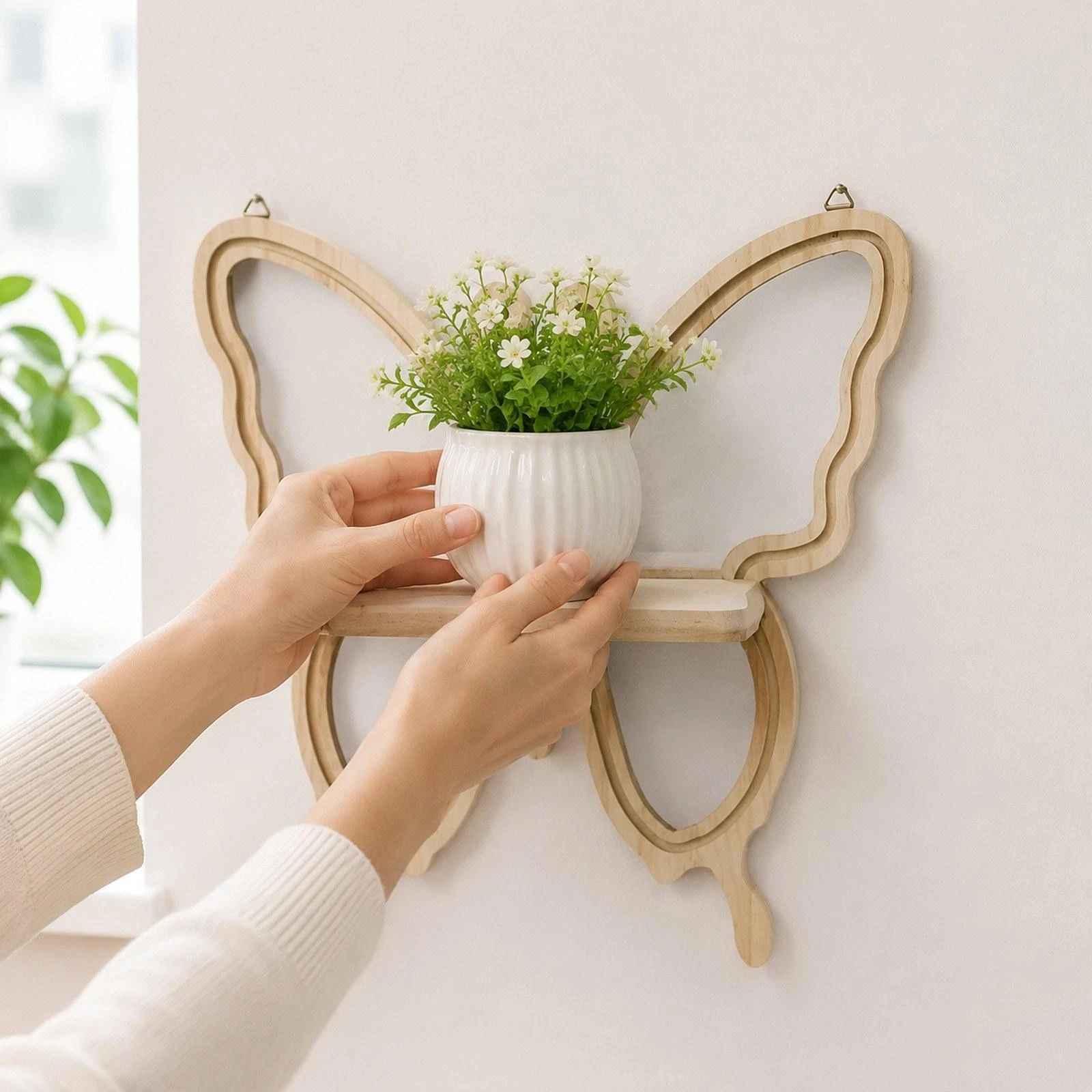 Butterfly Shaped Wall Shelf Boho Home Decor for Farmhouse Living Room