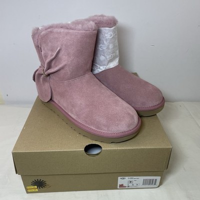 NEW W Box UGG Classic Mini Twist Boots Winter Footwear Dust Rose Pink Women Sz 7