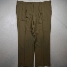 Lauren Ralph Lauren 44x32 Khaki 100 Wool Pleated Cuffed Classic Dress Pants