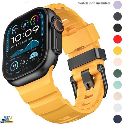 Rugged Silicone Sport Band for Apple Watch 49mm 46mm 45mm 44mm Series Strap