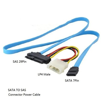 SAS auf SATA Adapterkabel SFF-8482 29-Pin auf SATA + LP4 Strom   70 cm