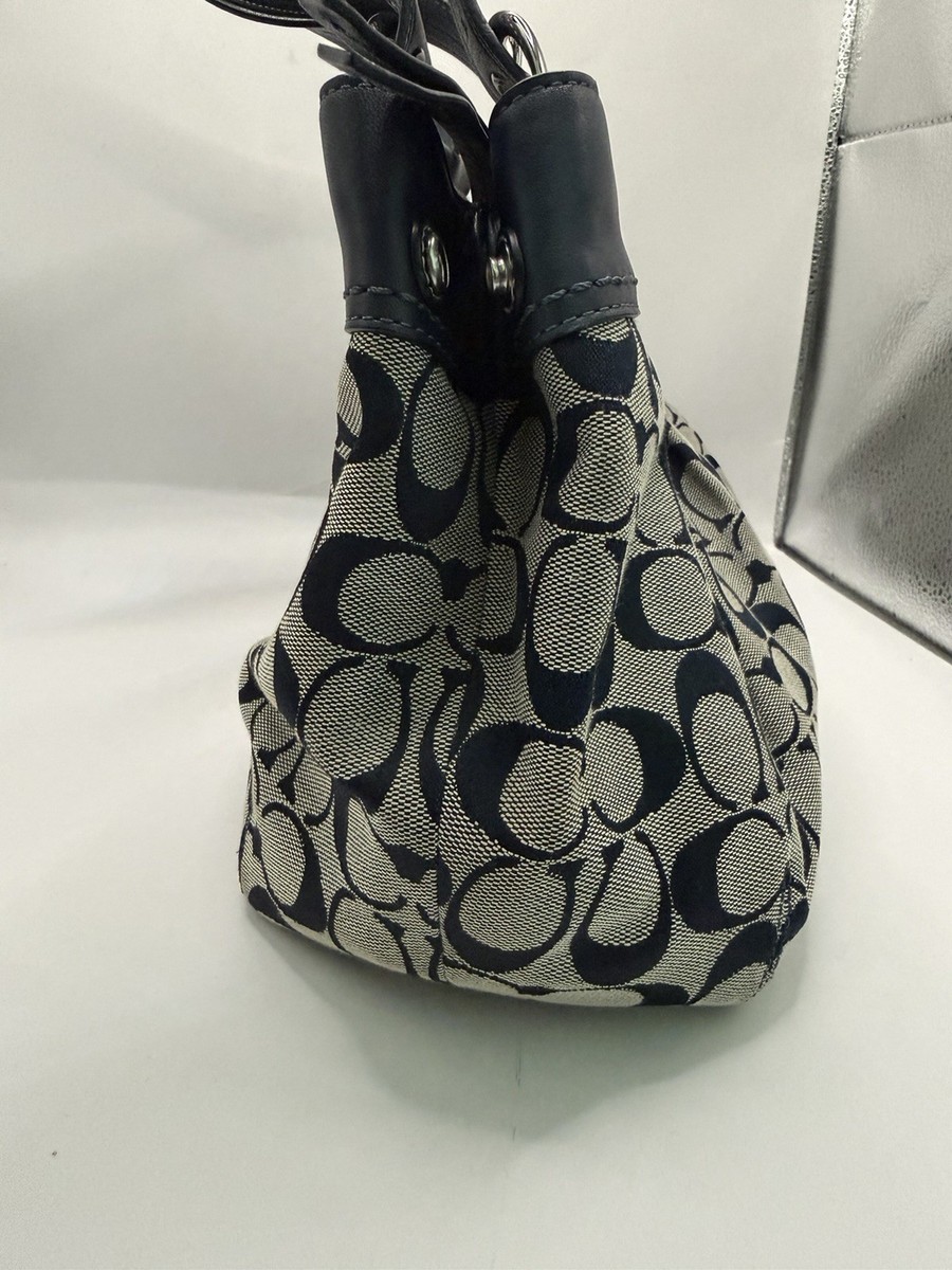 Coach Soho Large Signature Pleated Tote Fabric/black Leather