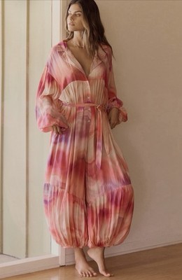 Anthropologie Palazzo Jumpsuit Pink Balloon Leg Boho Preppy Retro Small NWT