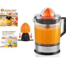 BPA-Free Electric Citrus Juicer with Pulp Control - 1.2L, Black/Stainless Steel