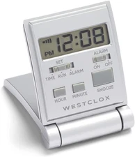 Westclox 47508s Travelmate Lcd Travel Folding Alarm Clock 5", Silver