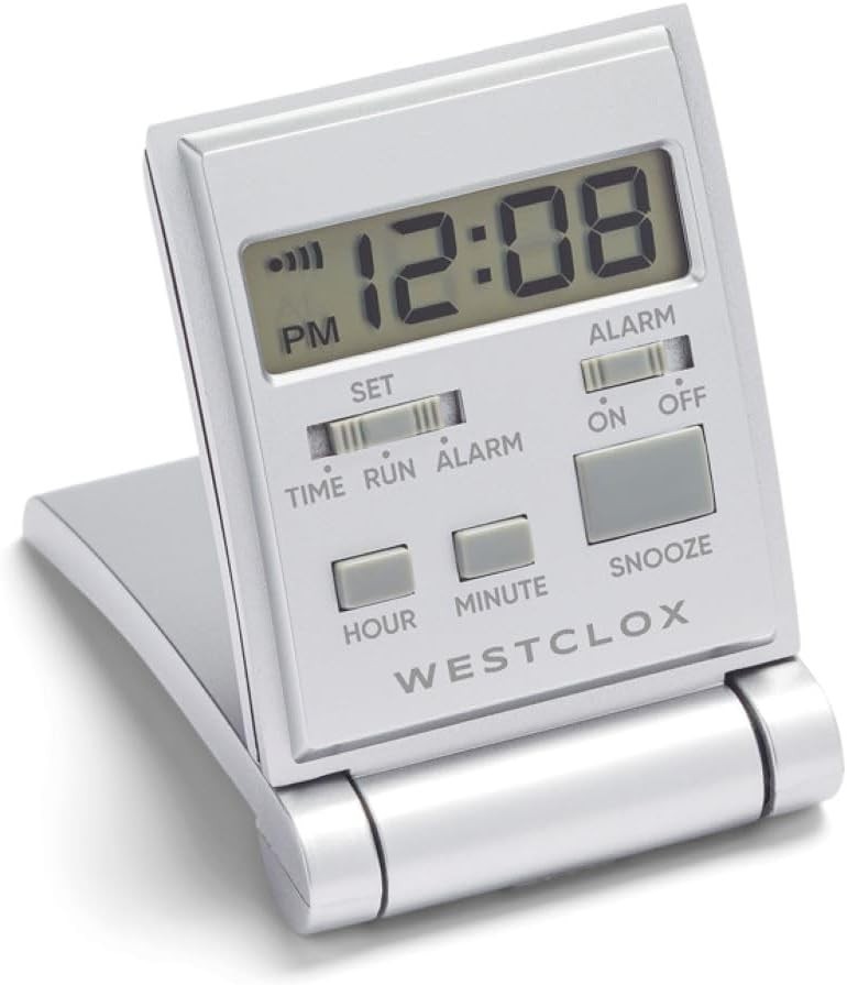 Westclox 47508s Travelmate Lcd Travel Folding Alarm Clock 5", Silver