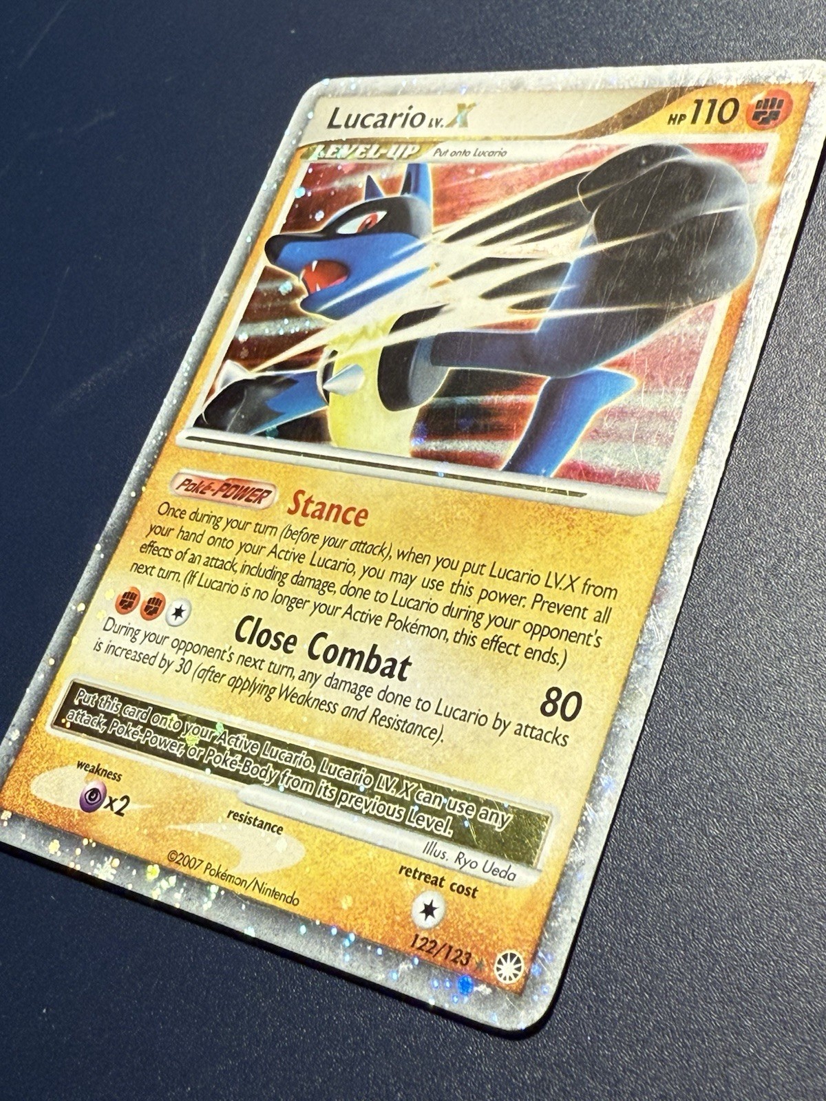 Lucario LV.X 122/123 Mysterious Treasures Holo MP 2007 Pokemon Card