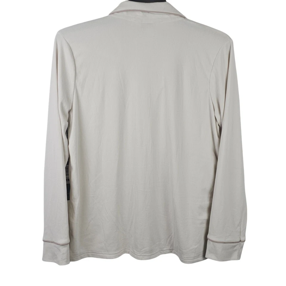 Super Soft Womens L Comfy Modern Chic Loungewear PJ Sleepwear White Ribbed Top - Image 2 of 4