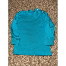 McKids Vintage Blue Long Sleeve Shirt Size M Made in USA Button Shoulder