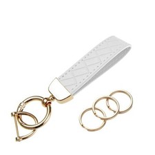 Car Keys Keychain Leather Key Chain Holder for Men and Women White gold