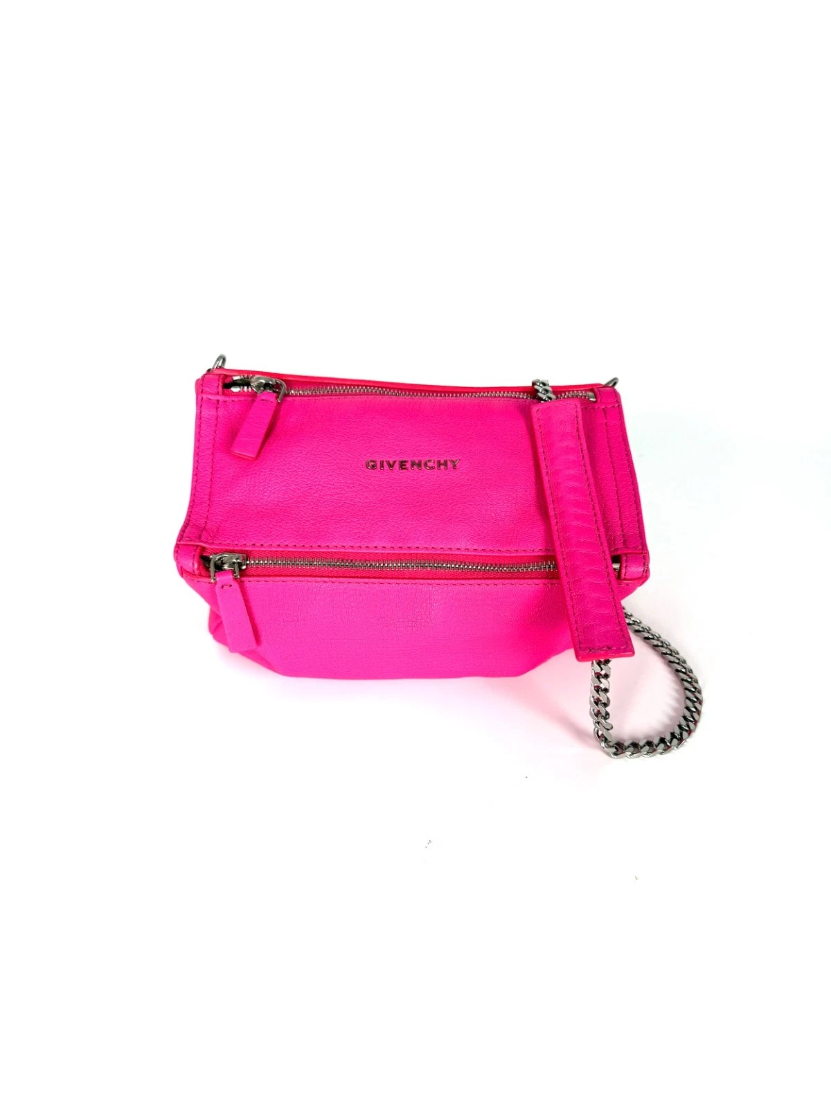 Givenchy — Givenchy Sugar Goatskin Mini Chain Pandora Hot Pink Leather Crossbody Bag